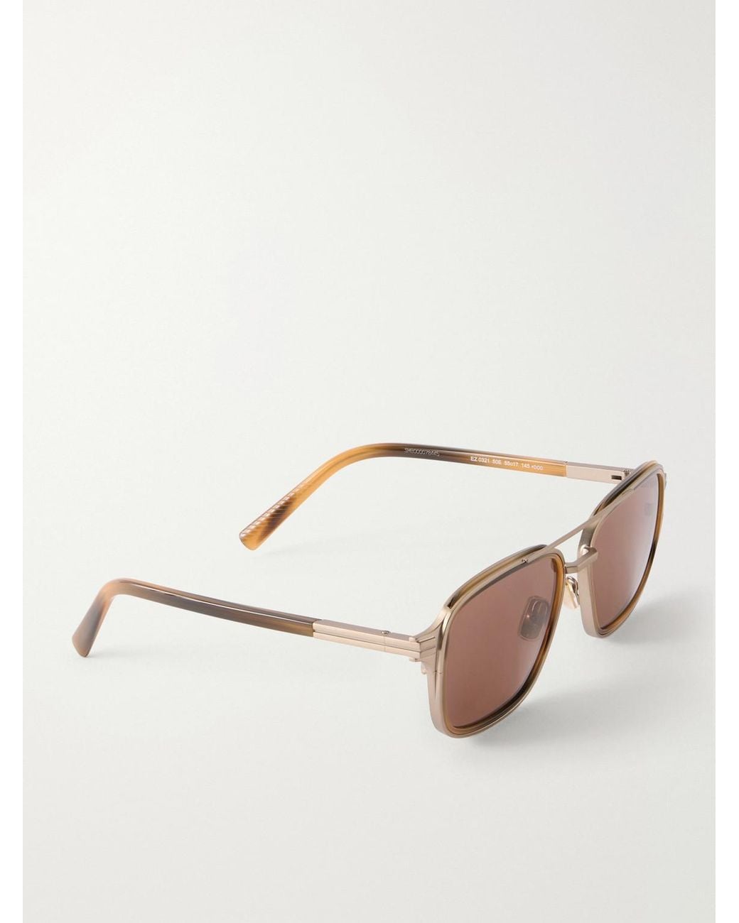 Zegna Natural Aviator-Style Acetate And Titanium Sunglasses for men