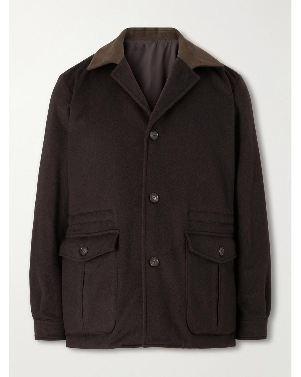 Caruso Black Dalila Suede-trimmed Wool Jacket for men