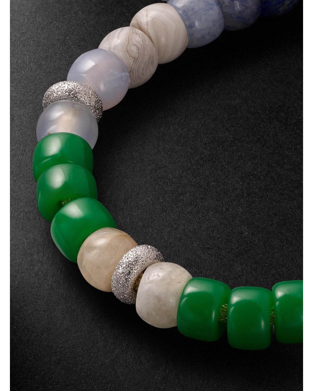 Carolina Bucci Montauk Forte 18-karat White And Blackened Gold Multi-stone Beaded Bracelet for men