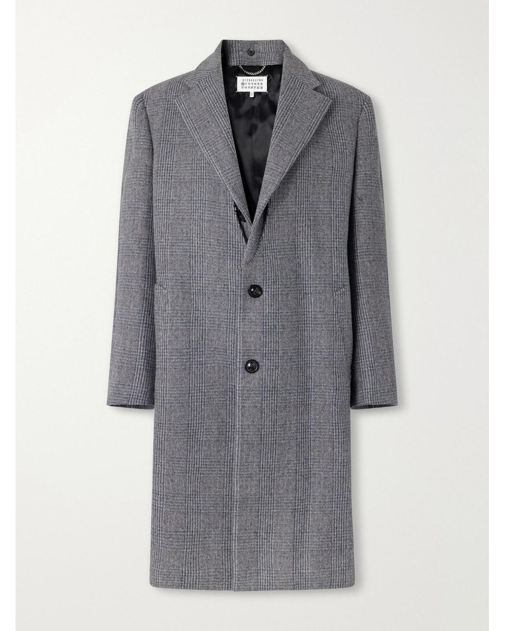 Maison Margiela Gray Double-Breasted Prince Of Wales Checked Virgin Wool Coat for men