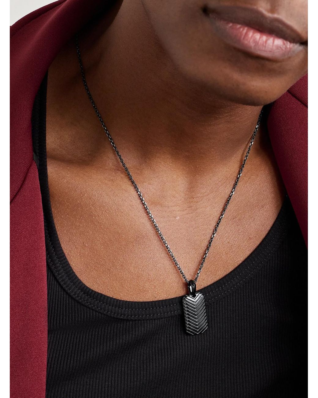 David Yurman Black Chevron Titanium Pendant for men