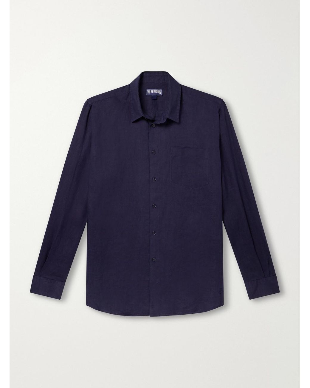 Vilebrequin Blue Linen Woven Shirt for men