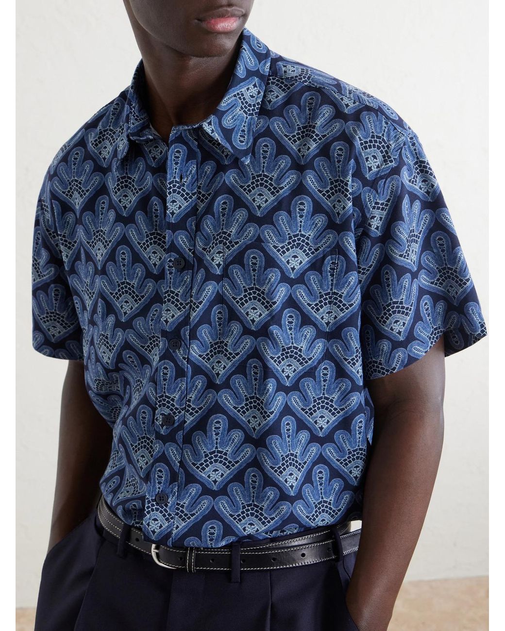 NN07 Blue Deon Printed Woven Shirt for men