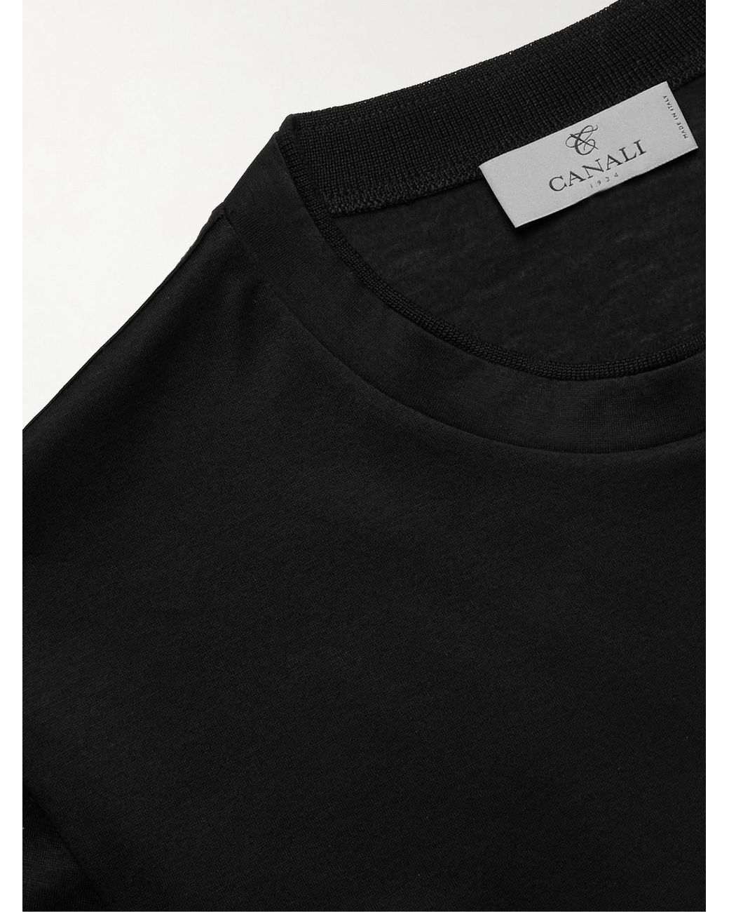 Canali Black Cotton-Jersey T-Shirt for men