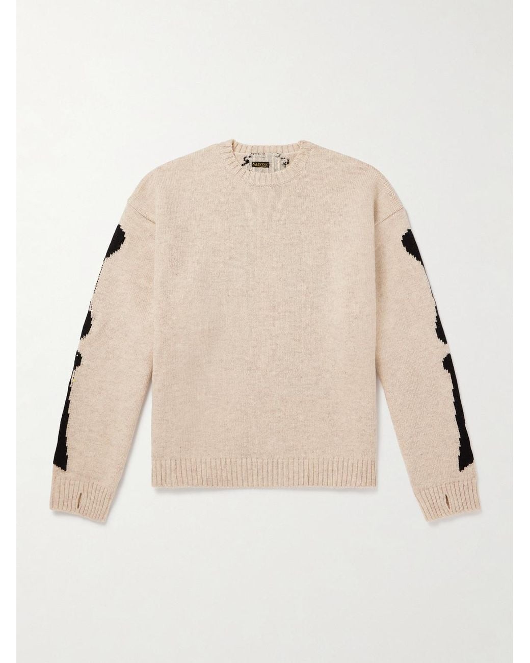 Kapital Natural Oversized Intarsia Wool Sweater for men