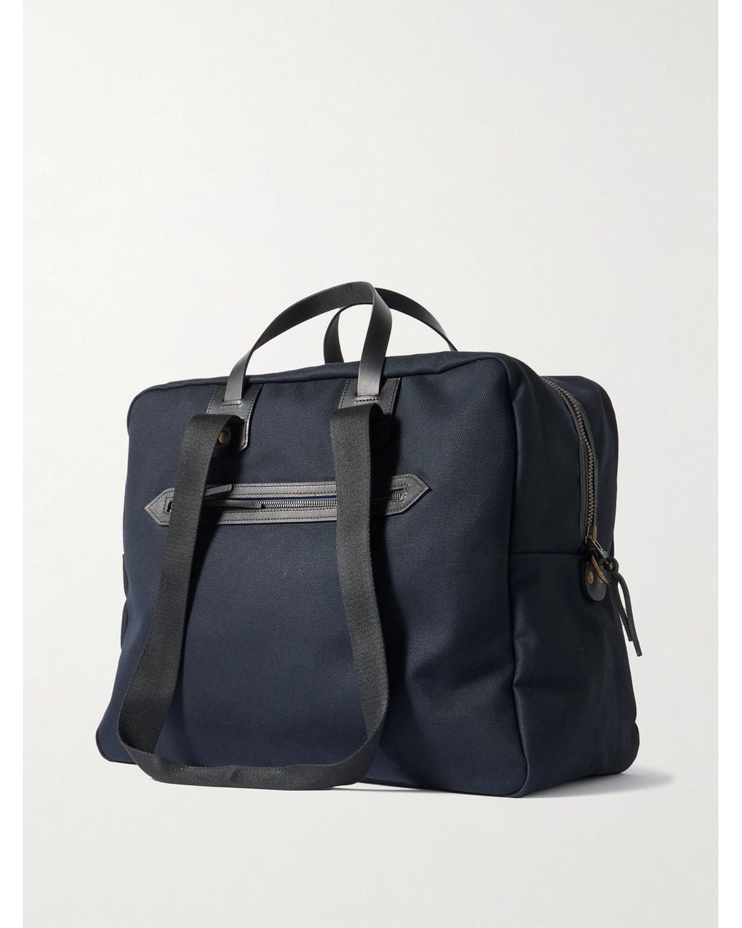Bleu De Chauffe Blue Sac Voyage Leather-Trimmed Waxed Cotton-Canvas Weekend Bag for men