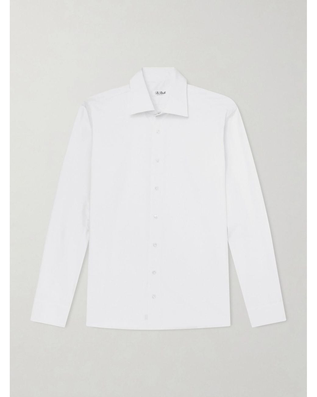 De Petrillo White Cutaway-Collar Cotton-Poplin Shirt for men