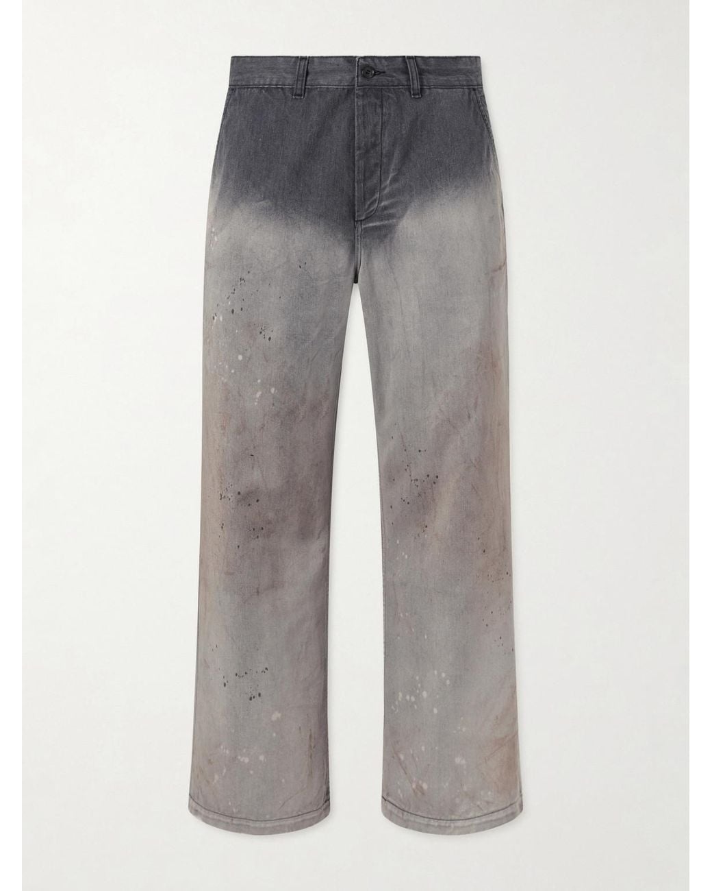 Our Legacy Gray Rig Wide-Leg Paint-Splattered Jeans for men