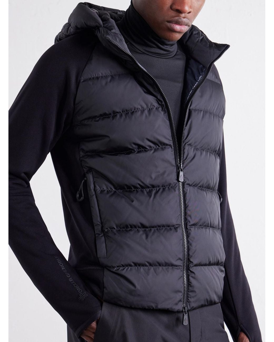 Moncler Black Hooded Quilted Shell And Polartec Power Stretch Pro Ski Mid-Layer for men