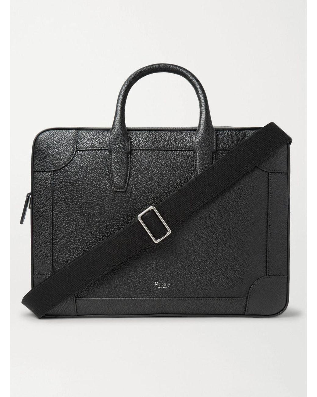 Mulberry Black Full-grain Leather Briefcase for men