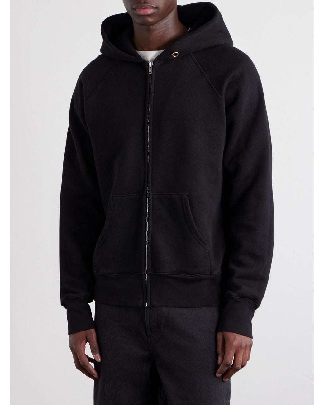 Les Tien Blue Heavyweight Structured-Fleec Cotton-Jersey Raglan Zip-Up Hoodie for men