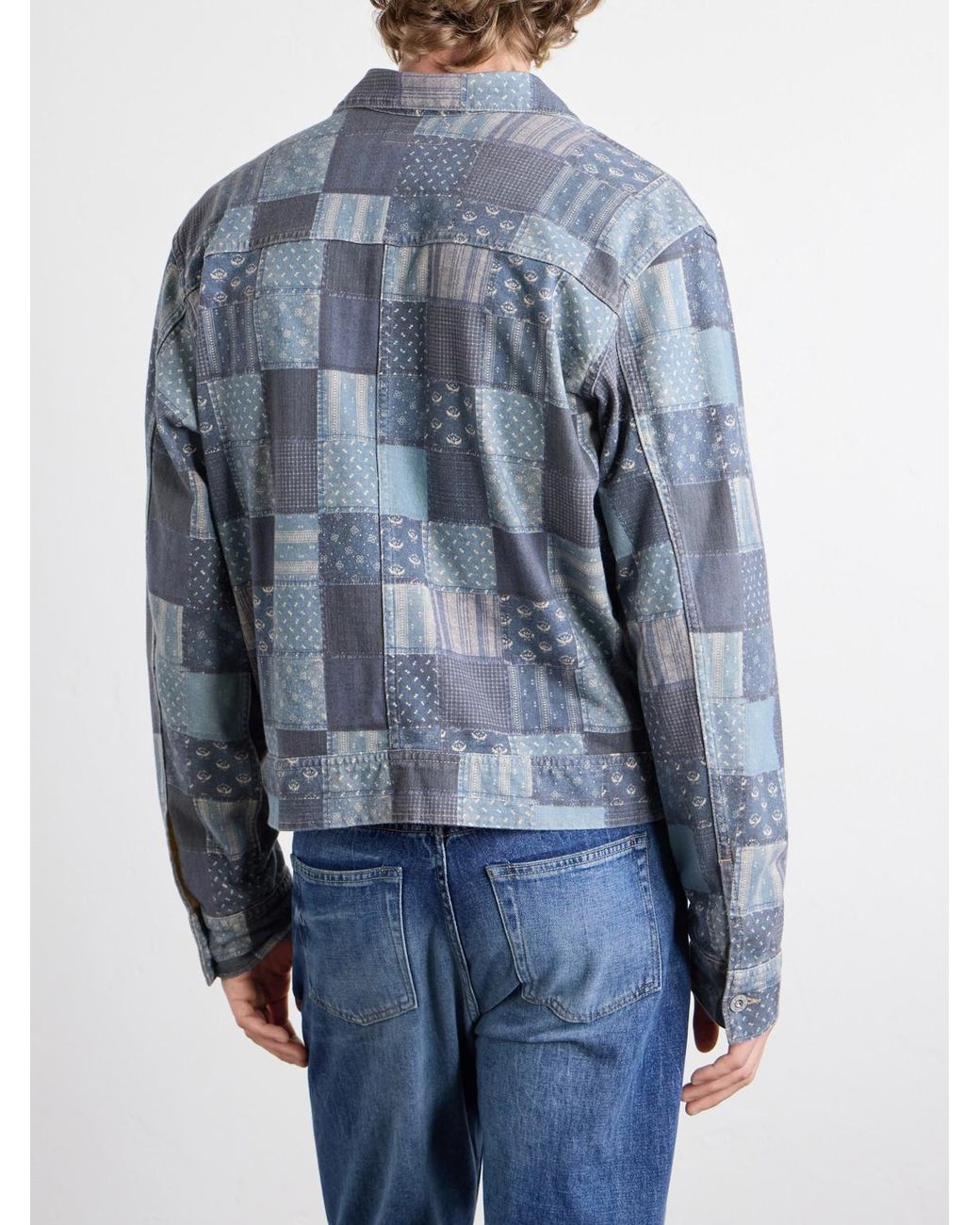 RRL Blue Patchwork Cotton Jacket for men