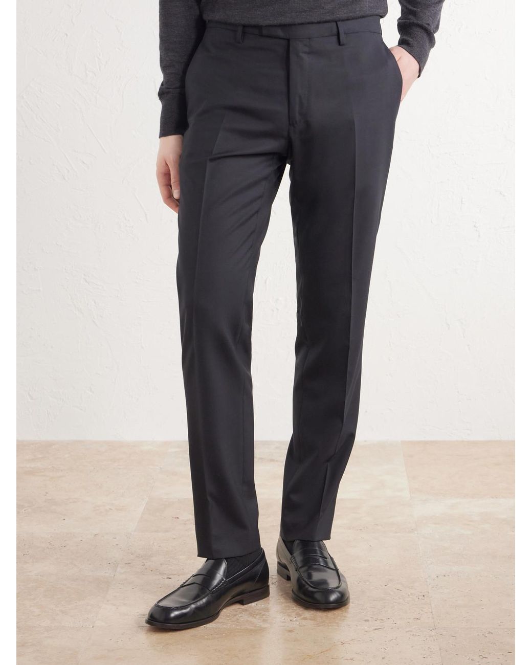 Boglioli Blue Straight-Leg Wool Suit Trousers for men