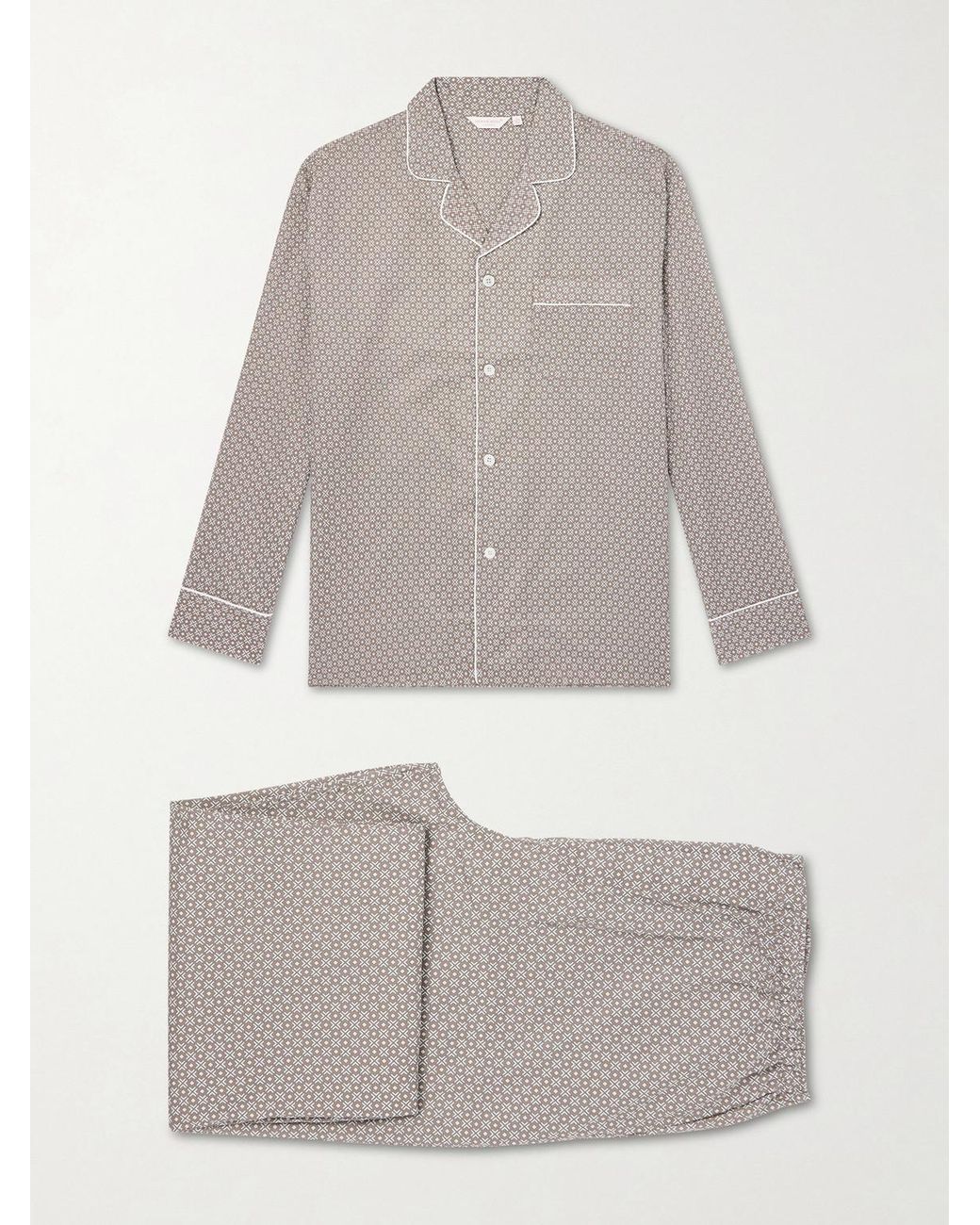 Derek Rose Gray Ledbury 96 Printed Cotton-Poplin Pyjama Set for men