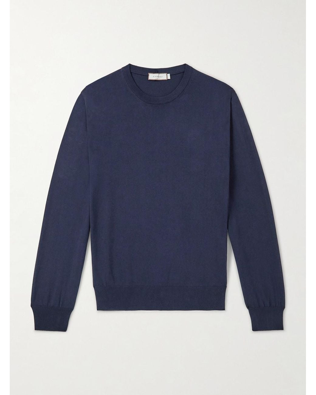 Canali Blue Cotton Sweater for men