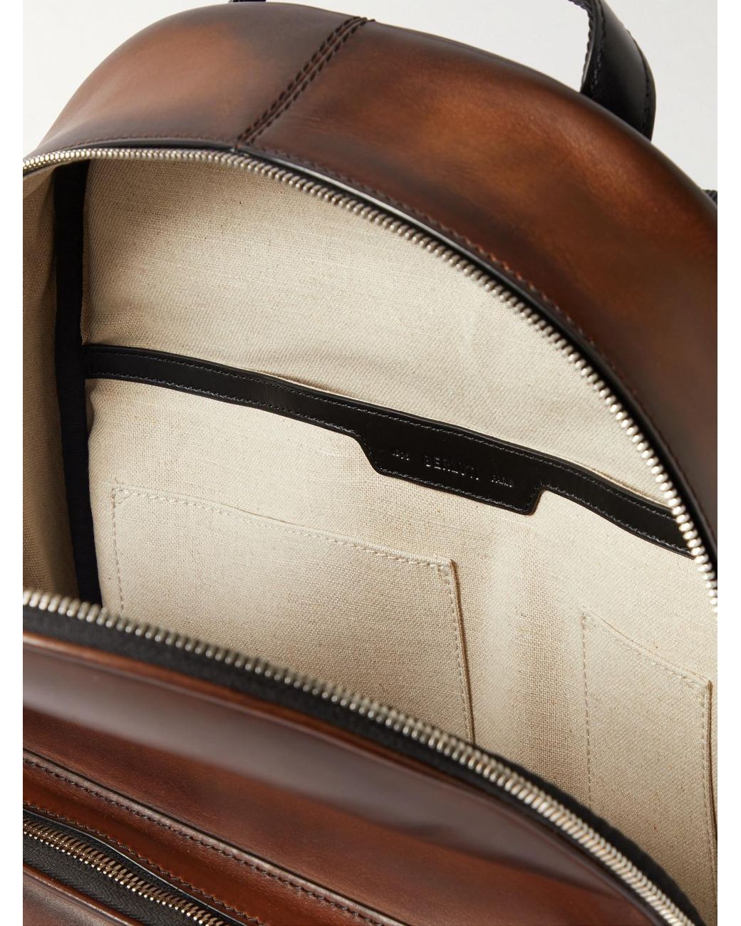 Berluti Brown Time Off Scritto Venezia Leather Backpack for men