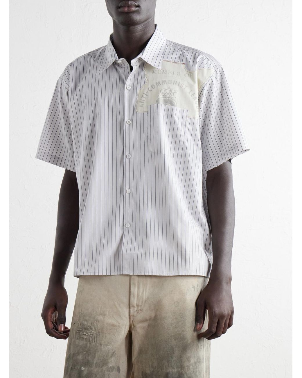 Enfants Riches Deprimes White Striped Cotton-Oxford Shirt for men