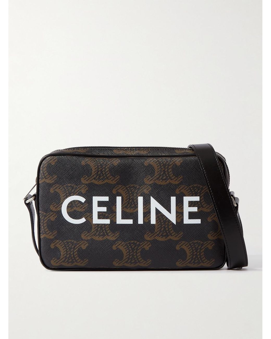 CELINE HOMME Triomphe Leather-Trimmed Logo-Print Coated-Canvas Messenger Bag  for Men