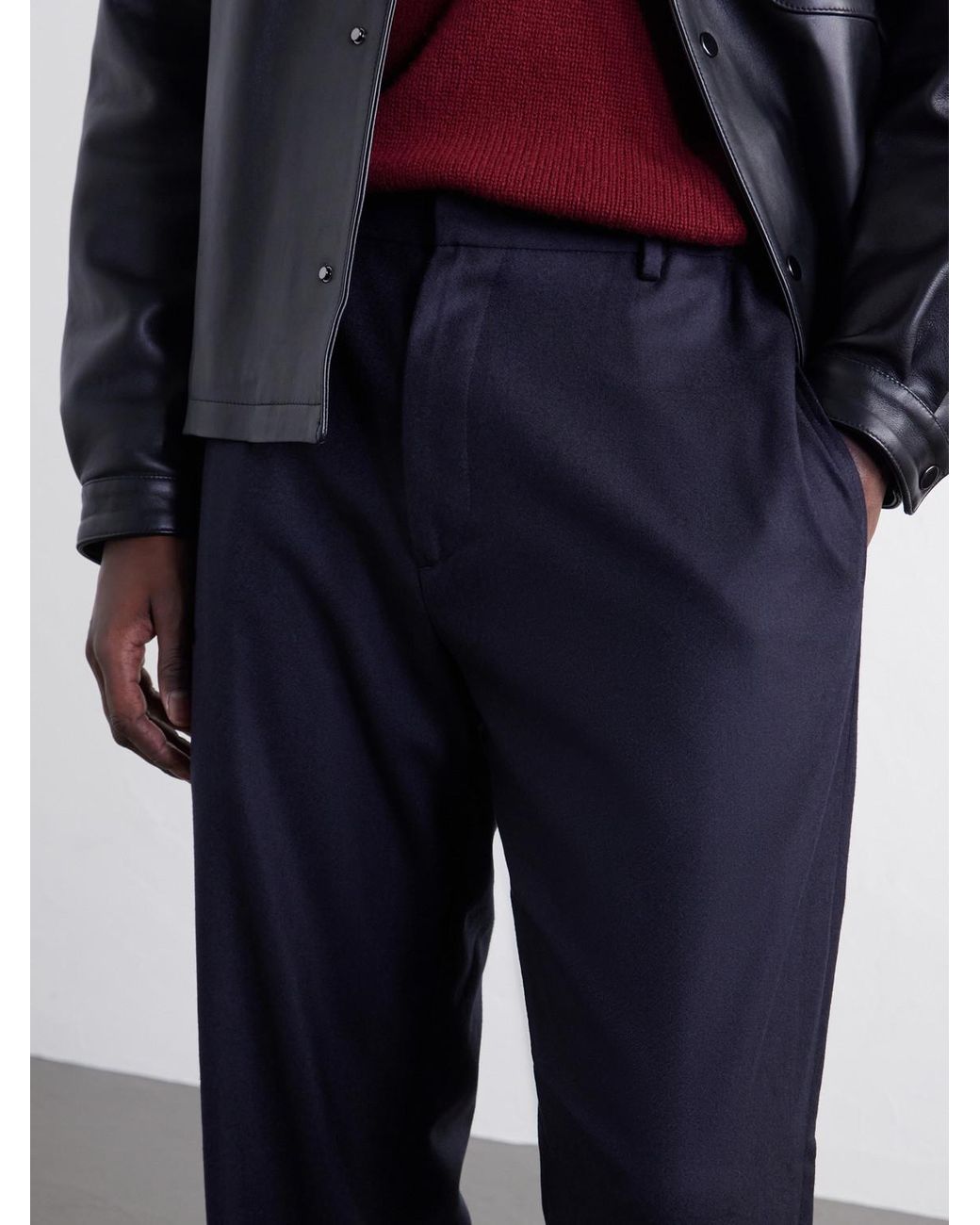 Boglioli Blue Straight-Leg Woven Virgin Wool Trousers for men