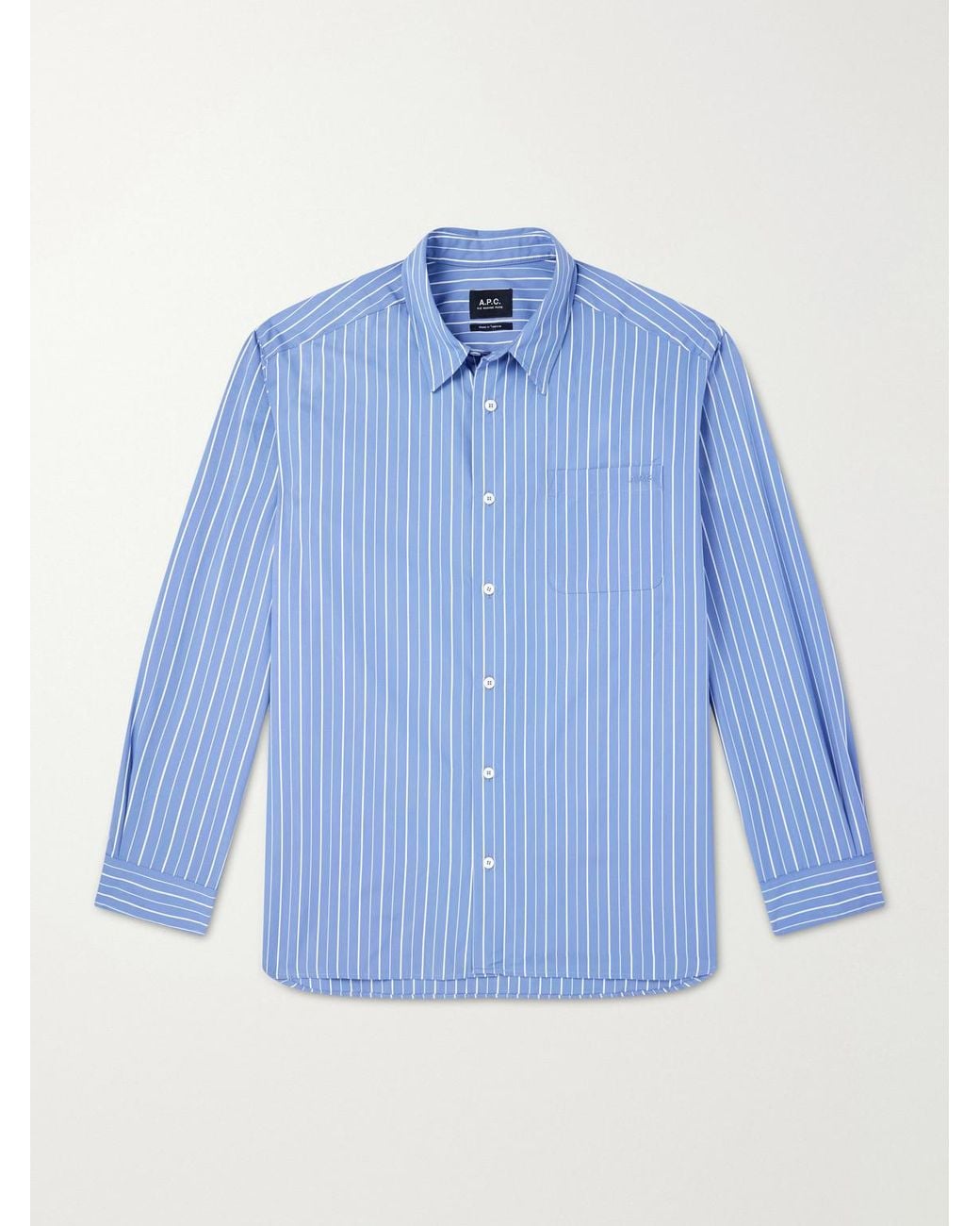 A.P.C. Blue Malo Striped Cotton-poplin Shirt for men