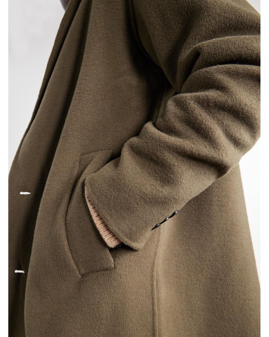NN07 Green Kendrick 8447 Brushed Woven Wool-Blend Coat for men