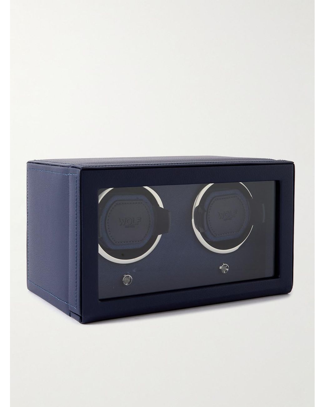 Wolf Blue Cub Full-Grain Vegan Double Watch Winder With Cover for men