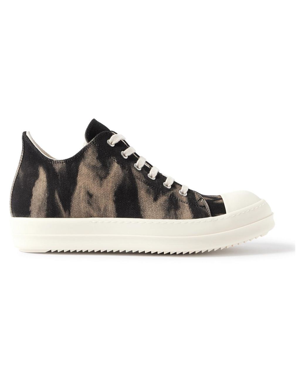 Rick Owens Sun-Bleached Denim High-Top Sneakers in Black for