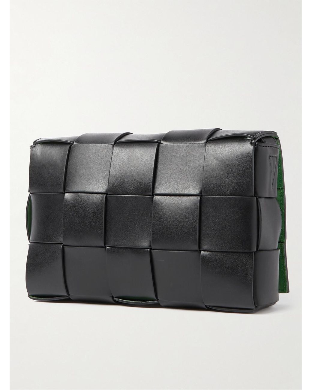 Bottega Veneta Black Intrecciato Leather Messenger Bag for men