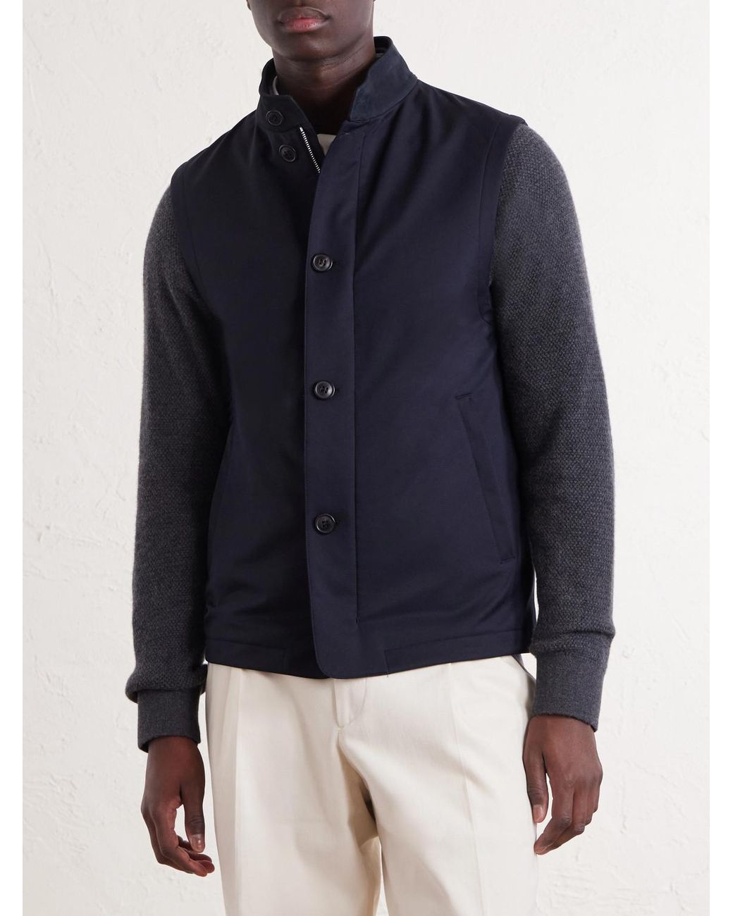 Zegna Blue Twill Padded Vest for men