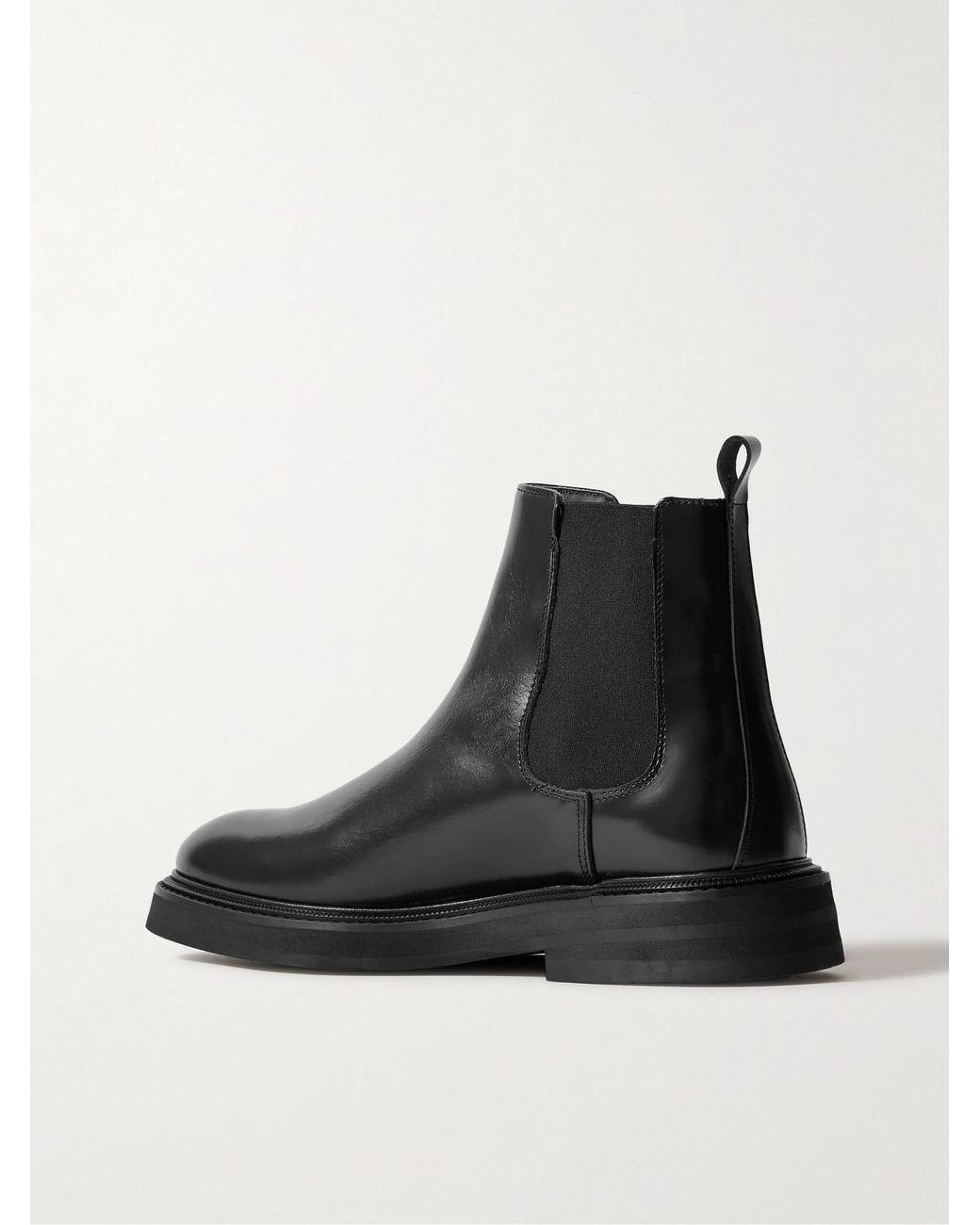 VINNY'S Black Officer Glossed-Leather Chelsea Boots for men