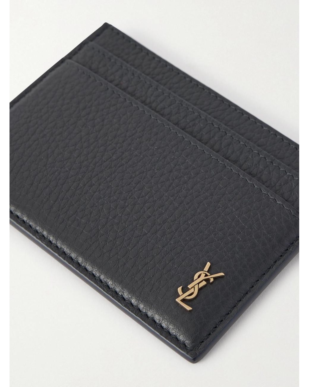 Saint Laurent Black Logo-appliquéd Full-grain Leather Cardholder for men