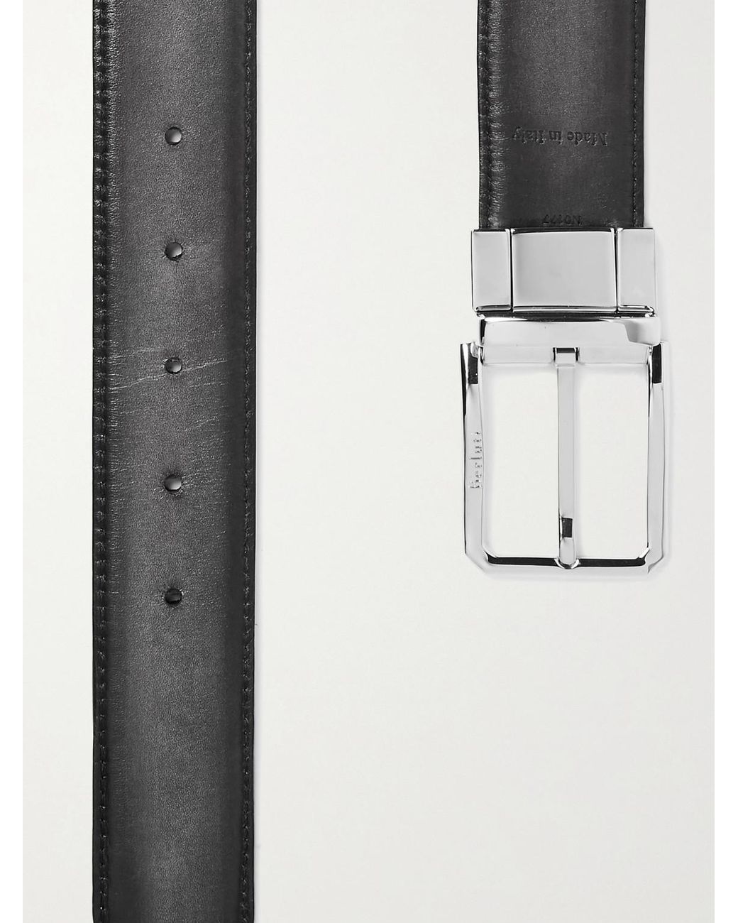 Berluti Gray Versatile 3.5Cm Scritto Reversible Venezia Leather Belt for men