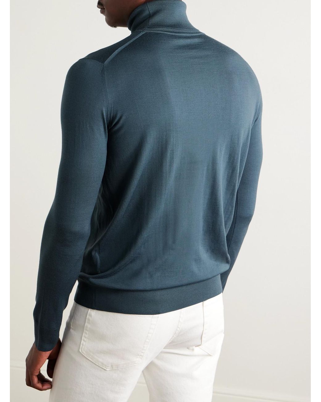 Loro Piana Blue Wish Virgin Wool Rollneck Sweater for men