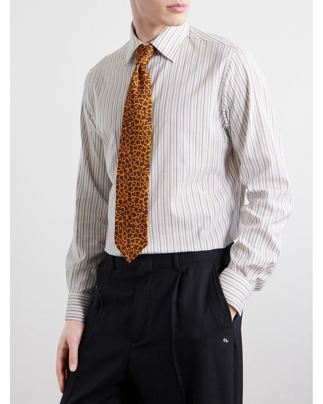 J. Mueser Metallic Leopard Print 8Cm Silk Tie for men