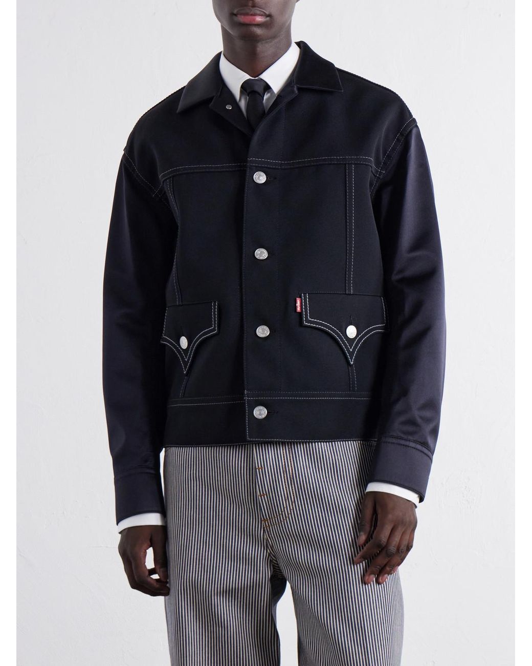 Junya Watanabe Blue Levi's Satin-Trimmed Wool-Twill Jacket for men