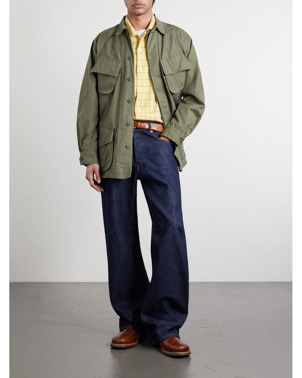 Orslow Green Cotton-Ripstop Field Jacket for men