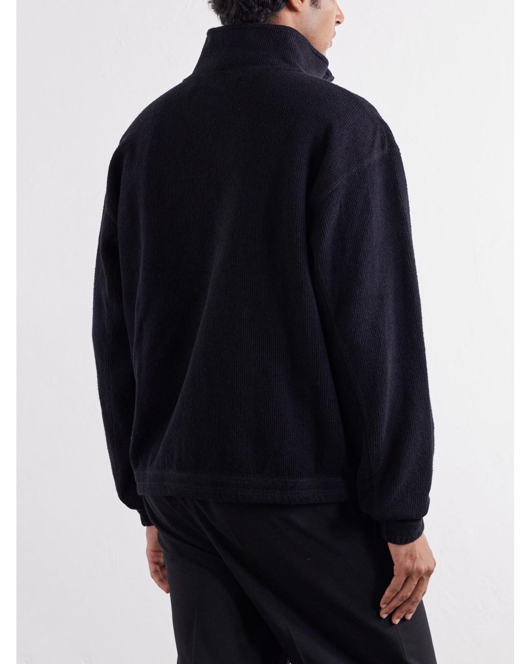 mfpen Blue Covet Ribbed Cotton-Jersey Zip-Up Sweatshirt for men
