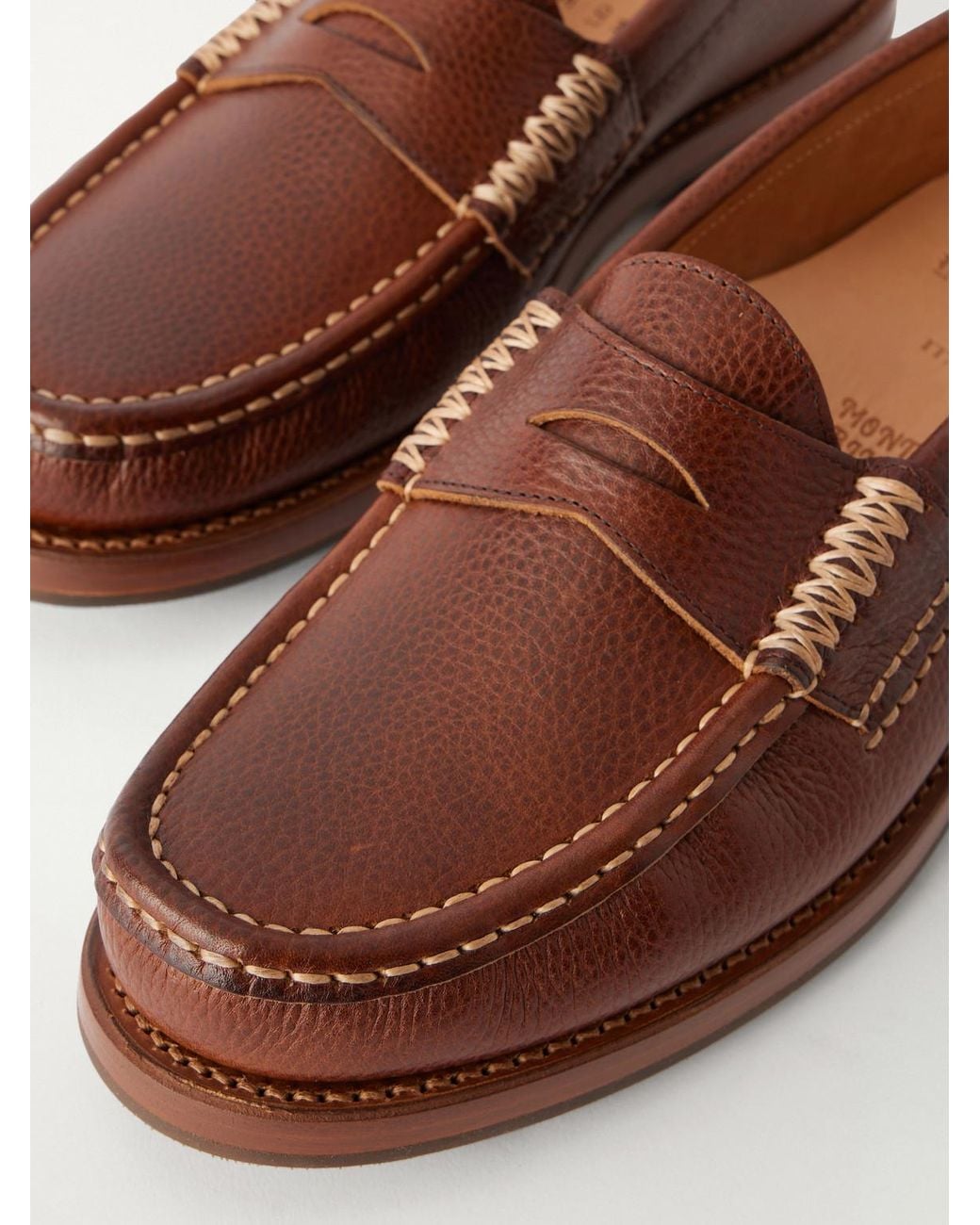 Yuketen Brown Rob Full-Grain Leather Penny Loafers for men