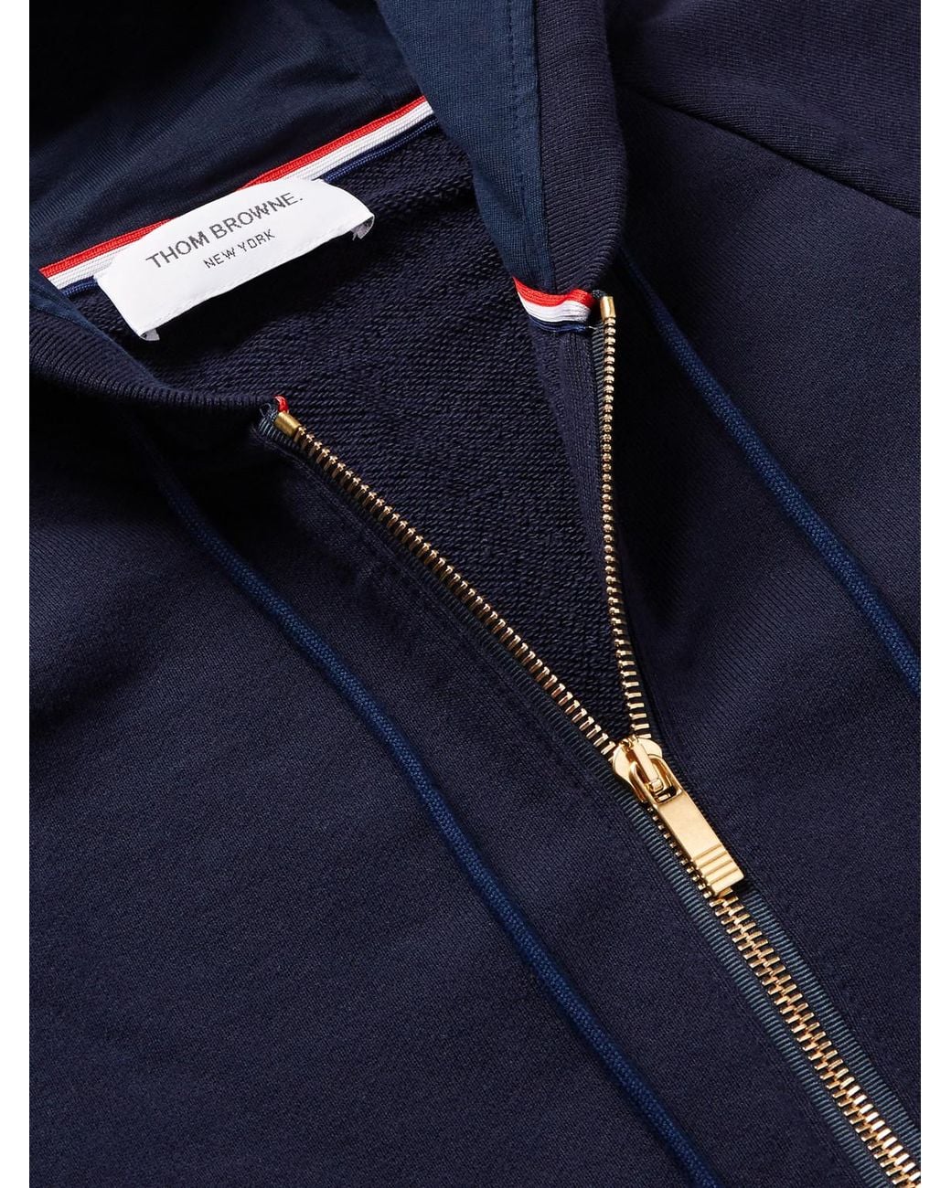 Thom Browne Blue Slim-Fit Striped Loopback Cotton-Jersey Zip-Up Hoodie for men