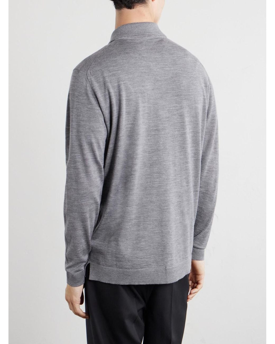 Lardini Gray Virgin Wool Polo Shirt for men