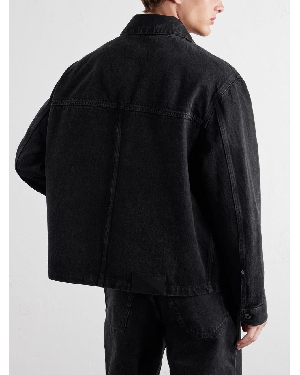Loewe Black Logo-Embossed Paneled Denim Jacket for men