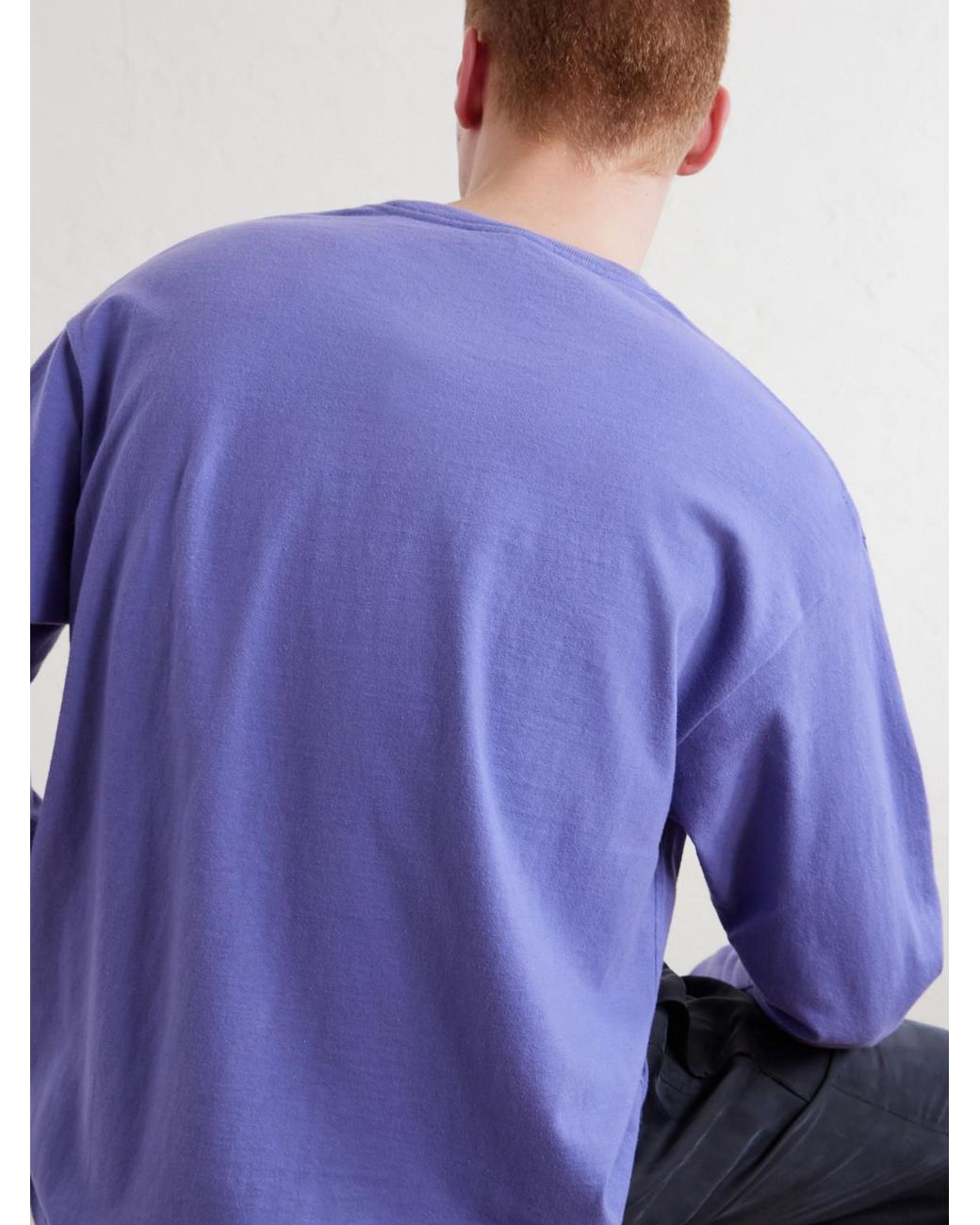 Auralee Blue Organic Cotton-Jersey T-Shirt for men