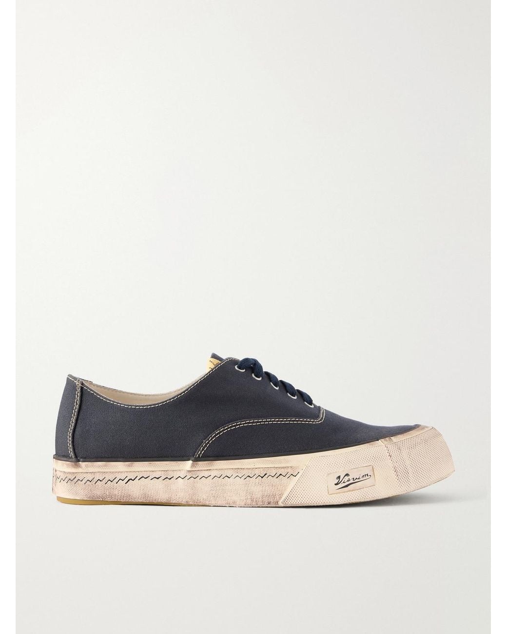 Visvim Blue Logan Distressed Canvas Sneakers for men