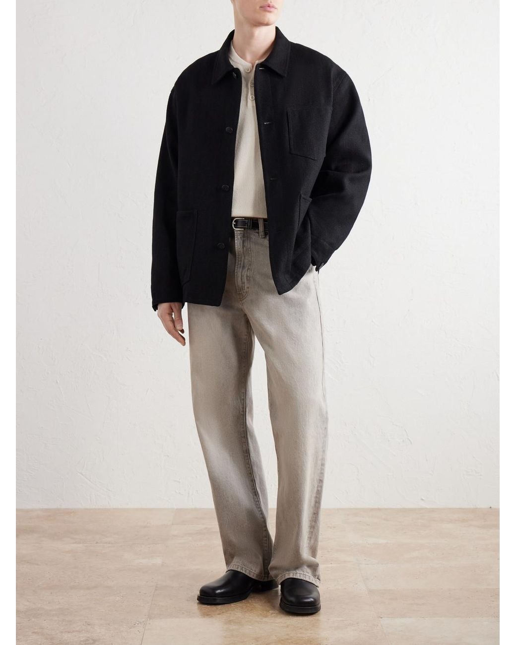 Visvim Black Baker Textured Wool And Linen-Blend Jacket for men