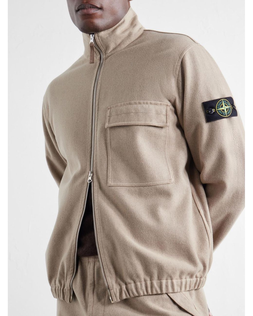Stone Island Natural Garment-Dyed Wool Nylon Flannel-Tc Overshirt for men