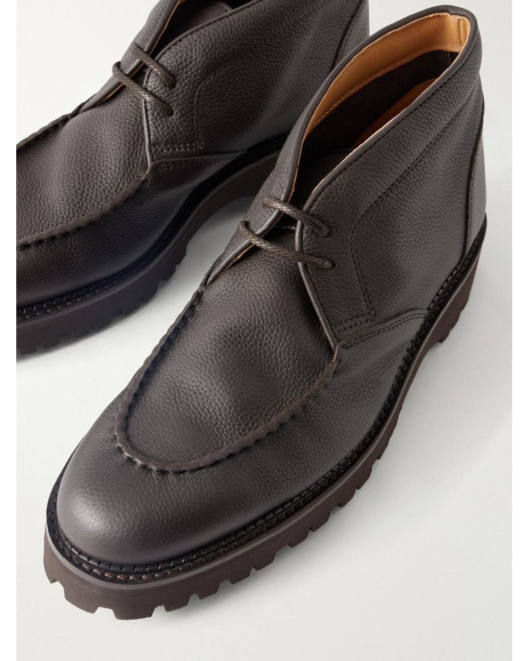 John Lobb Brown Field Full-Grain Leather Desert Boots for men