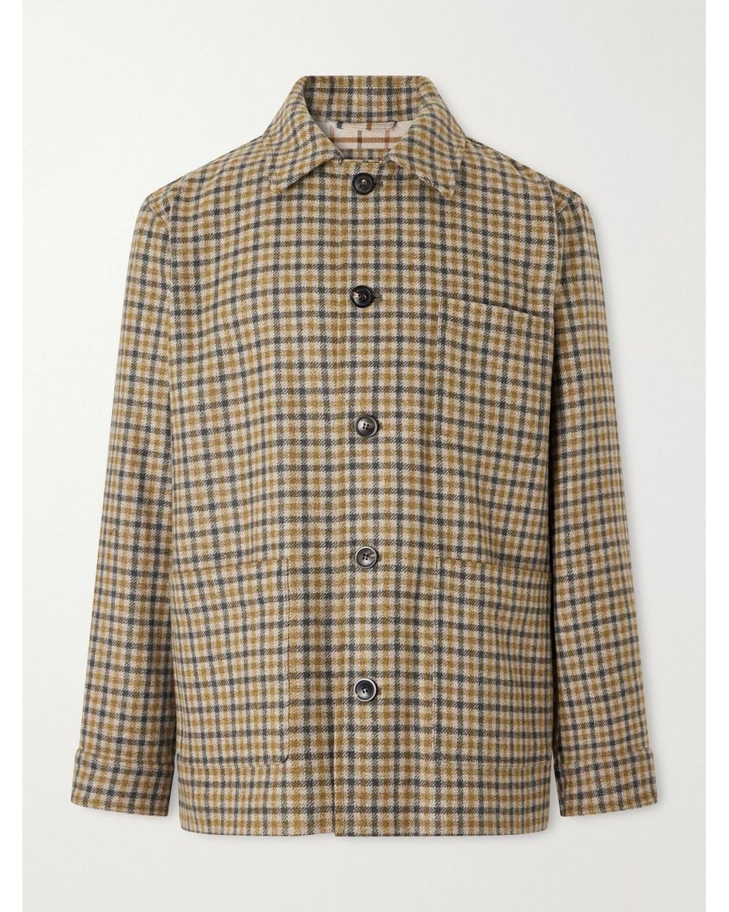 James Purdey & Sons Brown Checked Wool-Twill Overshirt for men