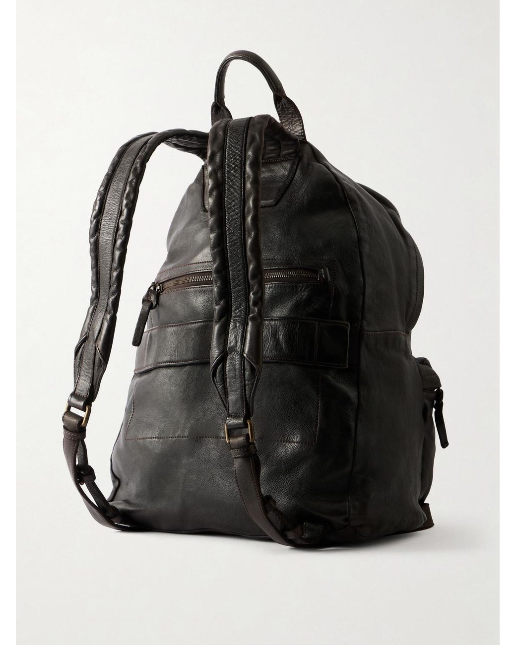 Officine Creative Black Ignis Leather Backpack for men