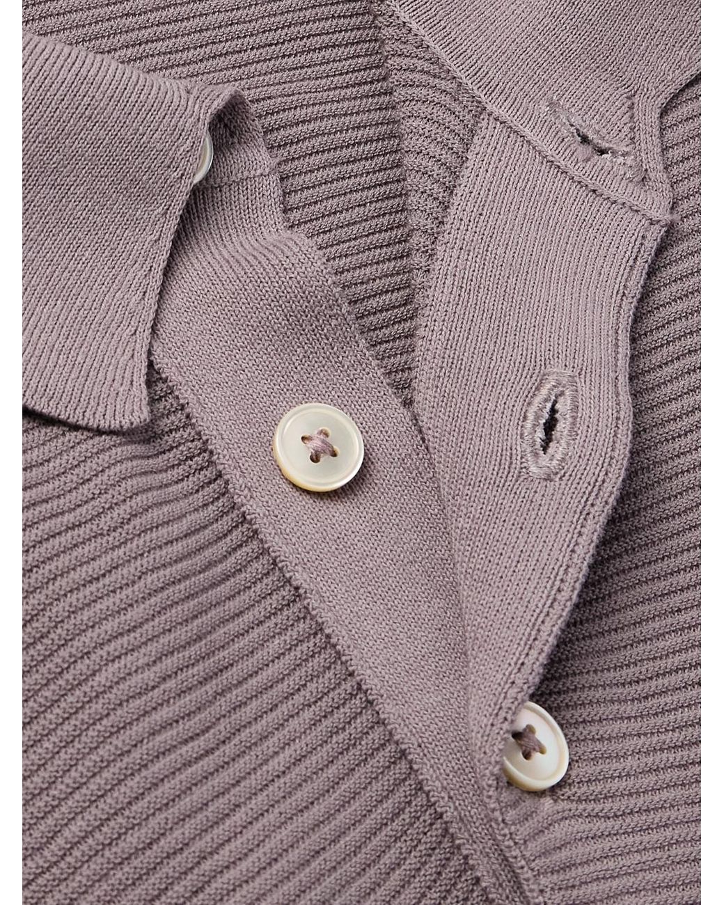 Eleventy Purple Slim-Fit Ribbed Cotton Polo Shirt for men