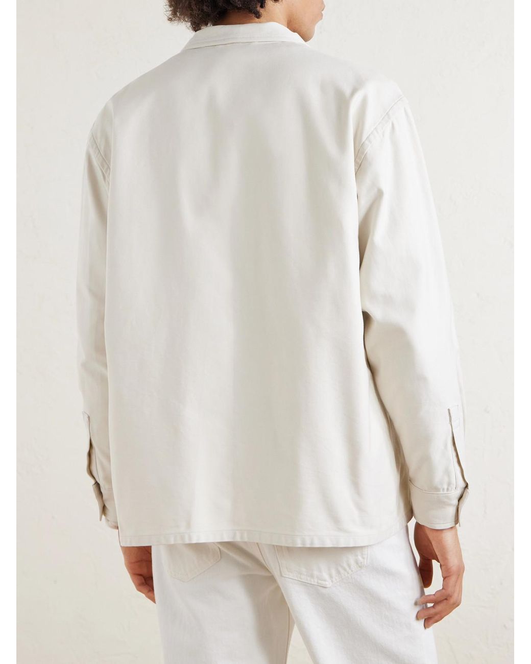 Kaptain Sunshine White Military Cotton-Twill Overshirt for men
